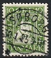 FRIMÆRKER DANMARK | 1924 - AFA 134 - Postjubilæum 10 øre grøn - Lux Stemplet Søborg
